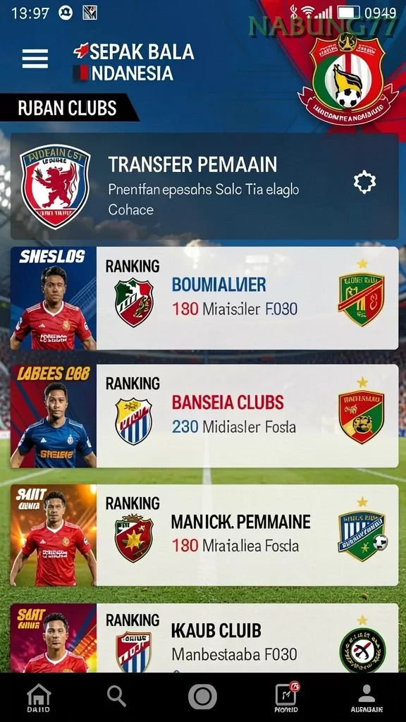 Cuplikan layar V21 — menu navigasi